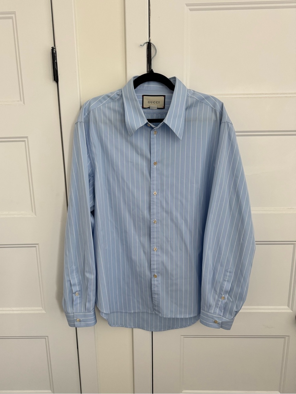 Gucci Blue Stripe Long Sleeve Collared Button Up Dress Shirt | Made in Italy